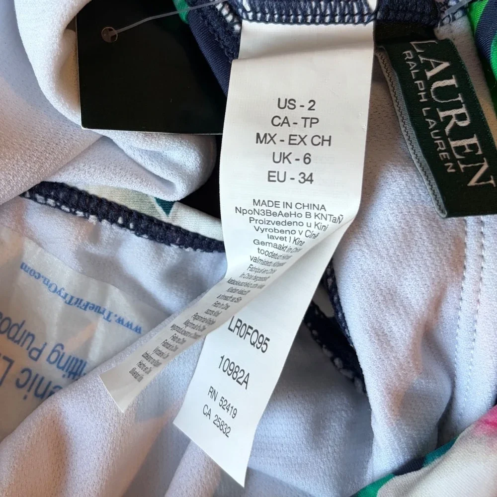 Lauren Ralph Lauren Tankini Swimsuit Women Size 2 Navy Blue Floral Tropical NWT